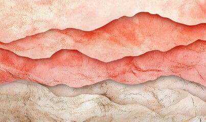 Poster - Abstract Textured Background with Beige Pink and Orange Wavy Layers in a Horizontal Grainy Style and Decorative Paper Art Presentation