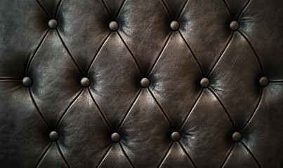 Aufkleber - Close Up Dark Brown Leather Upholstery with Button Tufted Pattern Background for Furniture and Decoration with Vintage Style and Elegant Texture