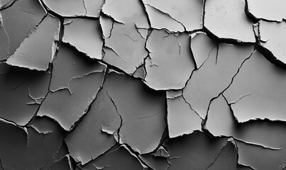 Poster - Cracked Gray Paint Surface Abstract Texture Background with Weathered and Damaged Details on an Old Wall