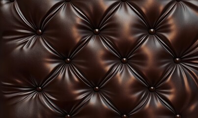 Aufkleber - Dark Brown Quilted Leather Pattern with Button Detail for Furniture Upholstery and Decorative Panels in an Elegant Style