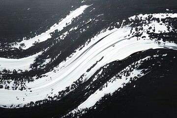 Poster - Dynamic White Paint Strokes on Dark Background Abstract Art Creating a Modern and Expressive Texture with Flowing Brushstrokes