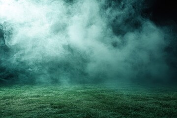 Poster - Mystical Green Fog Over Field Abstract Nature Background With Atmospheric Haze And Outdoor Vapors Creates a Dreamy and Ethereal Scene With Moody Lighting