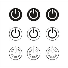 Power button icon. Power button icon set. On-off icon. Power button icon outline. vector illustration.