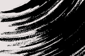 Fototapete - Abstract curve brush background with copy space for your text. Vector design. Black painted rounded shape isolated on white. Grunge illustration in Japanese style