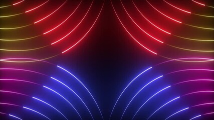 glowing Neon line digital light pattern background. Digital line in futuristic element concept animation on black background. 