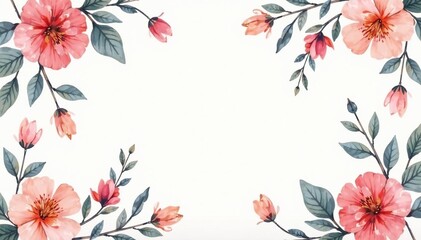 Wall Mural - delicate watercolor floral repeat, soft color palette , flowers, white, art