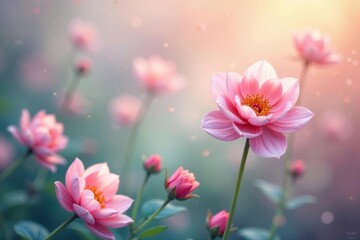 Wall Mural - soft, blurred floral repeat; dreamy, ethereal feel, seamless, tranquil, elegance