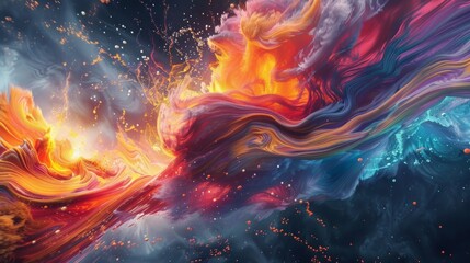 Wall Mural - Abstract image with bright colors and dynamic shapes, creating a sense of energy and movement. Background for creative projects, design and digital art.