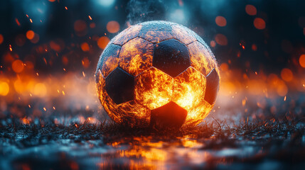 Wall Mural - soccer ball in fire