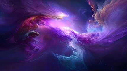 abstract nebula cloudscape with purple and blue hues creating a cosmic ethereal atmosphere