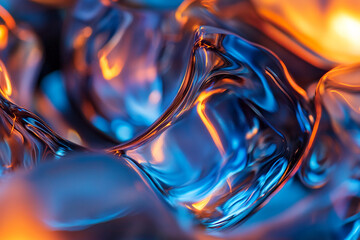 Fototapete - Abstract image of blue and orange liquid, creating a dynamic and flowing texture, showcasing a sense of movement and energy, ideal for modern designs