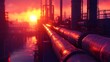 © lona - Sunset industrial pipelines, refinery, cityscape, energy