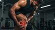 © LittleDuck - Muscle Pain and Injury in the Gym - A muscular man experiences intense leg pain during a workout, clutching his injured knee in the gym