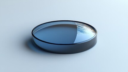Poster - Oval glass lens reflecting a cloudy sky.