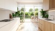 © warunthorn - Modern Bright Kitchen with Open View of Lush Green Garden