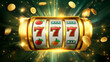© Qaqas - Big win slots 777 banner casino on the green background. Vector illustration