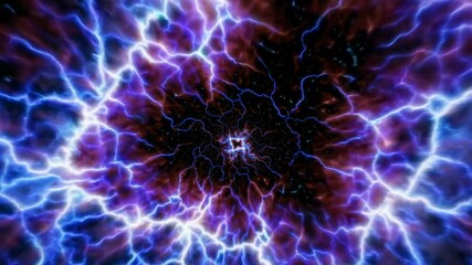 Wall Mural - dynamic cosmic energy video with a wormhole effect. top-down angle captures vivid electric patterns 