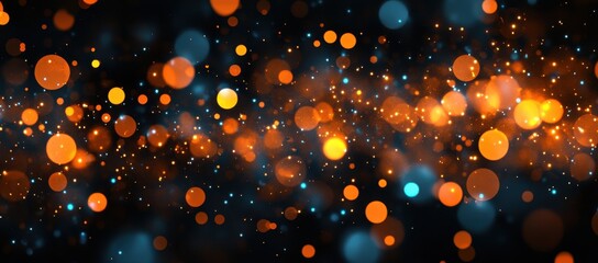 Wall Mural - A modern stock market chart background with orange and blue lights, a blurred abstract dark background