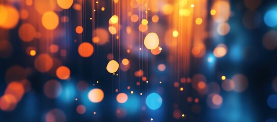 Wall Mural - A modern stock market chart background with orange and blue lights, a blurred abstract dark background