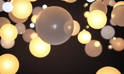Wall Mural - abstract particle animation of luminous orbs ascending in synchronized waves fading smoothly against