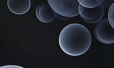 Wall Mural - Minimalistic Abstract Scene with Large Diffused Circles of Light Drifting Across Black Canvas Made with Generative AI Technology
