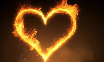 Wall Mural - glowing red heart formed from vibrant particles gently swirling together on pitch black backdrop mad