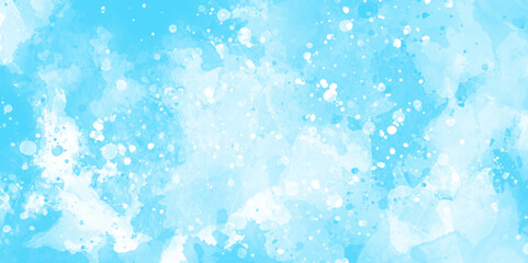 Wall Mural - watercolor splashes of blue texture with various surrounding bokeh, beautiful blue watercolor backgr