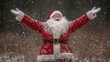 © warunthorn - Joyful Santa Celebrating Christmas Amid Snowy Winter Wonderland