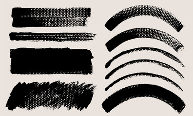 Aufkleber - Brush stroke vector backgrounds. Painted curve and rectangle shapes, grunge lines and squares. Rough brush texture. Artistic banners collection