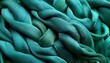 © Hanania Project - Green light fabric texture. Turquoise braided fabric background. Generated image