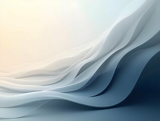 Fototapete - Abstract waves flow in shades of white and blue, creating a serene