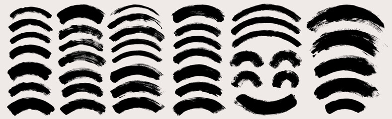 Aufkleber - Brush stroke vector. Painted curves, isolated on white background. Grunge textured design elements