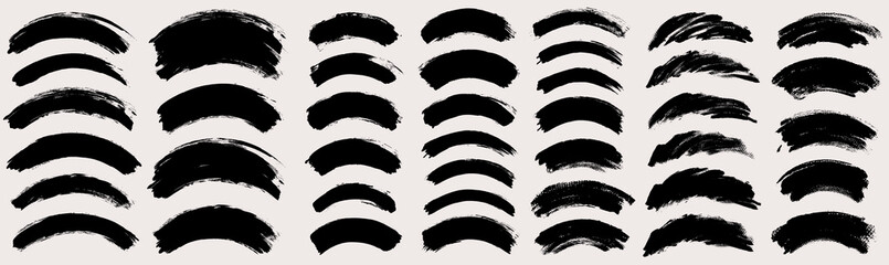 Aufkleber - Brush stroke vector. Painted curves, isolated on white background. Grunge textured design elements