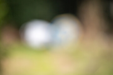 Wall Mural - a blurry image of two white balls with a blue circle in the middle