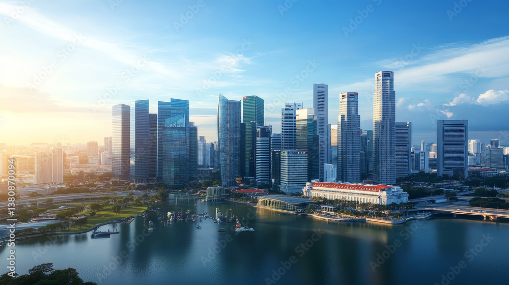 Double exposure of perspective low angle view luxury modern buildings ...