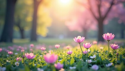 Wall Mural - abstract blurred nature scene, soft focus, pastel colors, soft, light