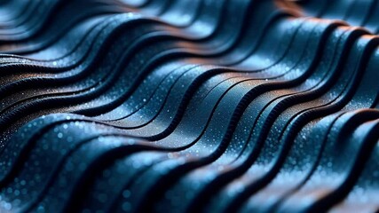 Aufkleber - Wavy metallic texture with sparkling particles reflects an orange light