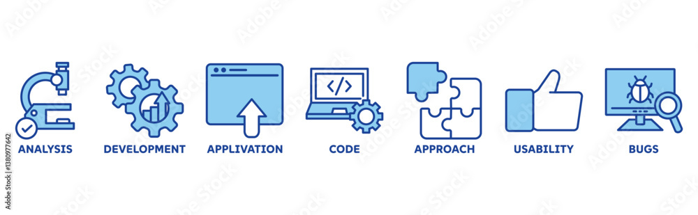 software testing banner web vector illustration concept with icons of ...
