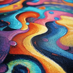 Fototapete - Abstract Art Texture: A Mesmerizing Display of Vibrant Colors and Intricate Swirls Close-Up