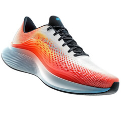 a fiery sunrise-inspired running shoe, ready to conquer the day's miles, boasting a dynamic gradient