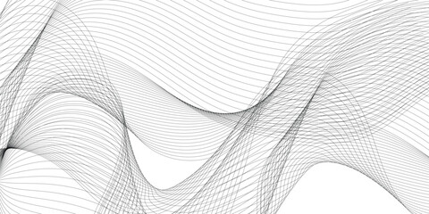 Wall Mural - thin wavy curve line vector background. curve wave seamless pattern background. black and grey wave 