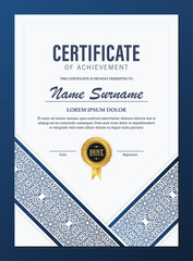Wall Mural - Blue achievement certificate best award diploma