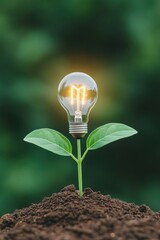 Fototapete - Eco-Innovative Learning Sustainable Growth Metaphor with Illuminated Seedling - Next-Gen Educational Branding for Transformative Knowledge Expansion