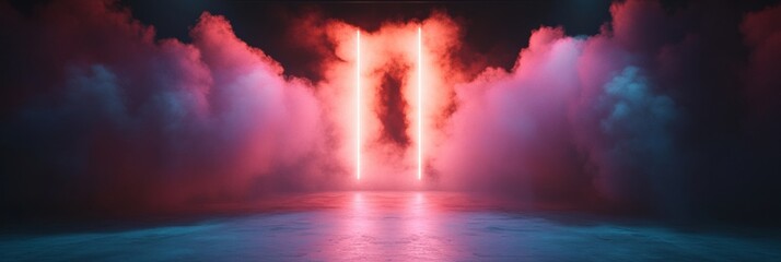 Aufkleber - Immersive Metaverse Portal Cinematic Sci-Fi Stage Design with Ethereal Neon Lighting, Digital Transformation Narrative for Futuristic Brand Experience