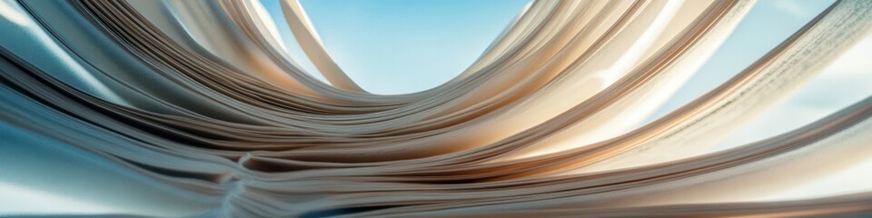 Fototapete - Fluid Dynamics in Digital Innovation Abstract Technological Visualization of Curved Motion, Soft AI-Driven Design Aesthetic for Futuristic Brand Communication