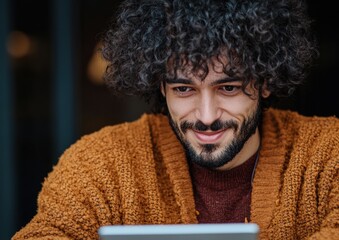 Aufkleber - Immersive Digital Collaboration Warm Winter Workspace Innovation with Textured Knitwear - Gen Z Professional Embracing Remote Technology Solutions