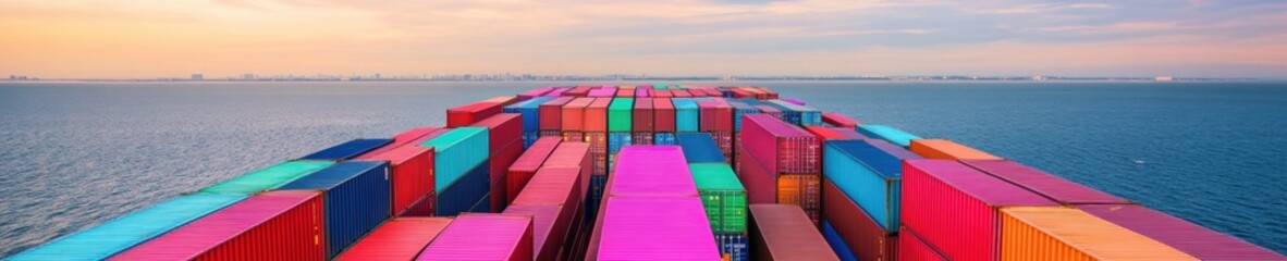 Fototapete - Hyper-Chromatic Supply Chain Resilience Global Logistics Visualization of Cargo Container Dynamics in Adaptive Maritime Infrastructures