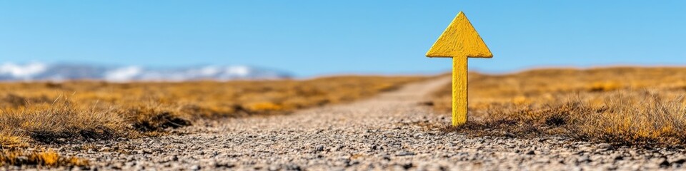 Aufkleber - Minimalist Growth Strategy AI-Enabled Purpose Pathfinding with Vibrant Yellow Progress Arrow - Transformative Career Navigation for Digital Entrepreneurs