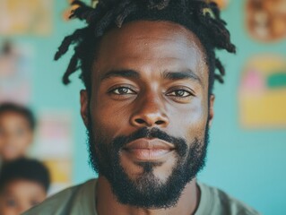 Poster - Authentic Gen Z Workplace Diversity Empowered Creative Professional with Modern Dreadlocks Showcasing Inclusive Corporate Representation in Vibrant Contemporary Setting
