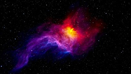 Wall Mural - a glowing nebula with swirling clouds of gas in vivid hues of red, orange, and purple, illuminated b